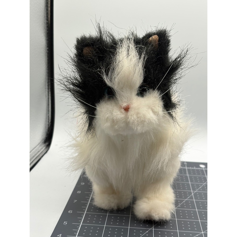 Hasbro FurReal Friends Luvimals Black White Tuxedo Kitten Cat Plush 2010 Works